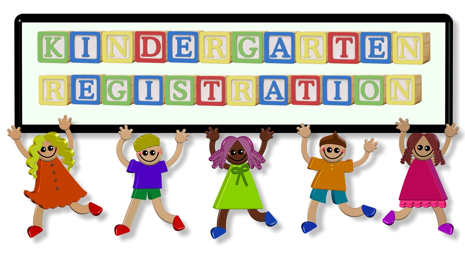 Kindergarten Registration sign held by kids