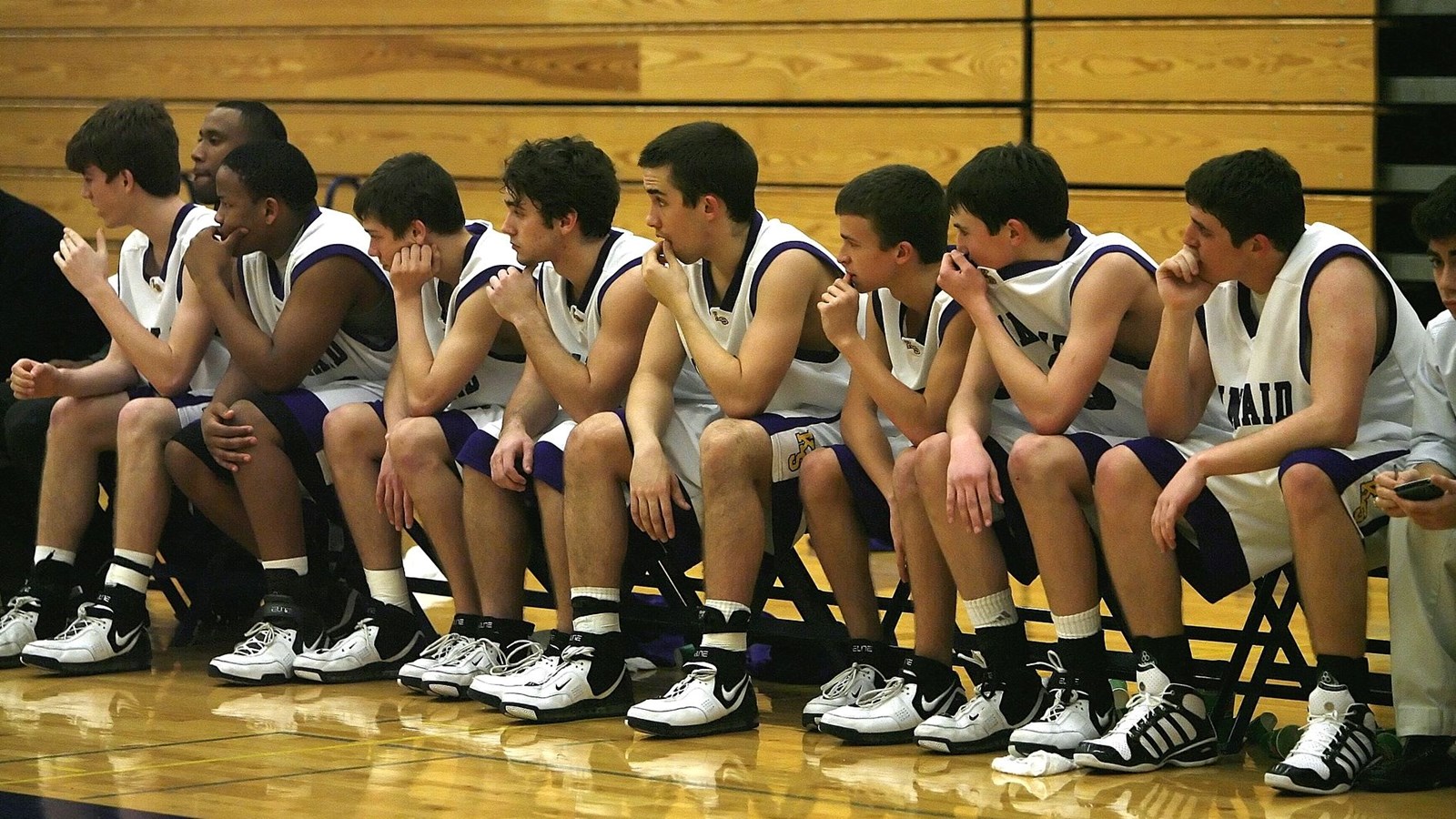 Basketball Team on a bench