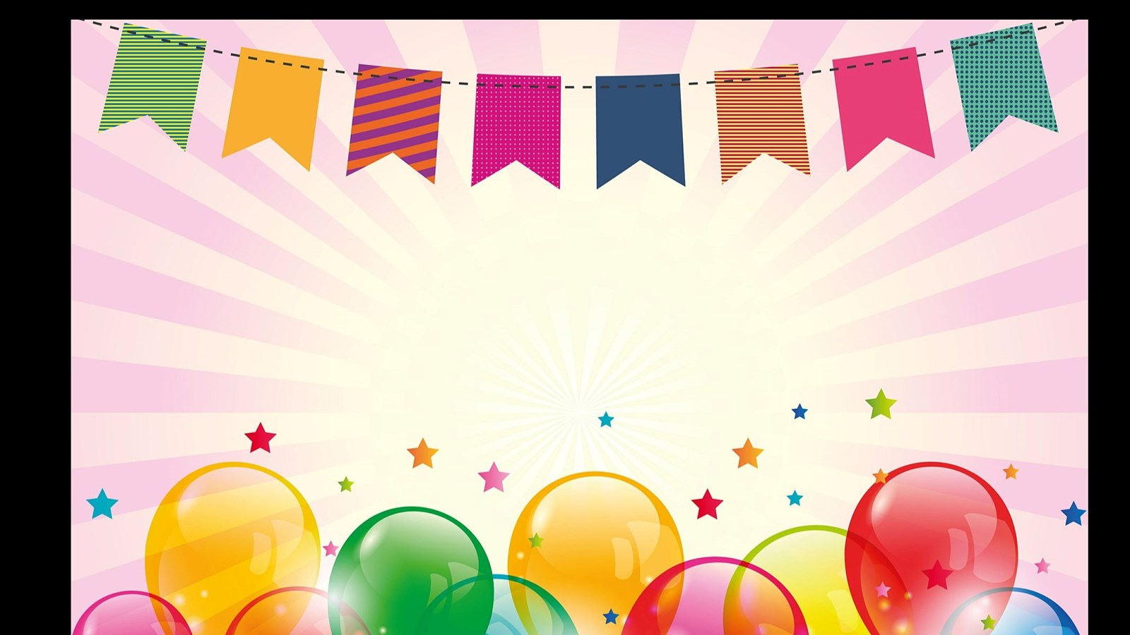 Party banner and balloons