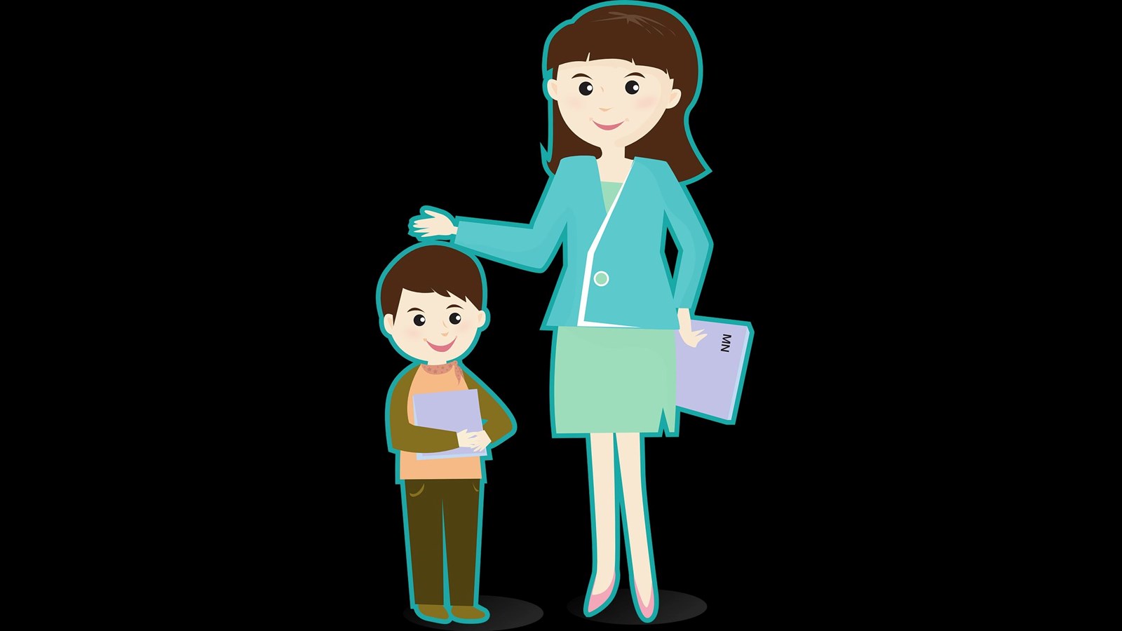 A little boy and an adult standing together