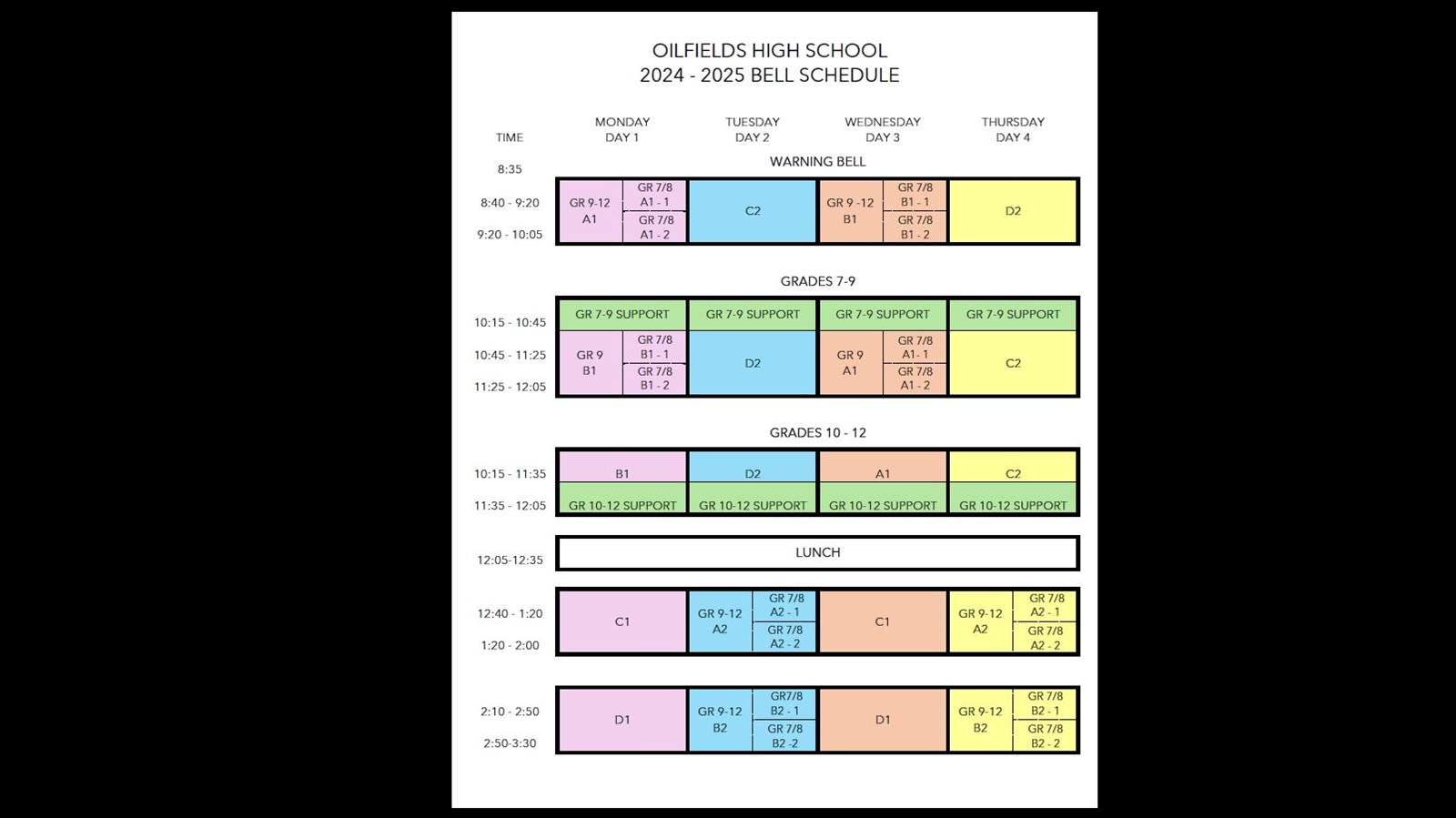 2025 Bell Schedule